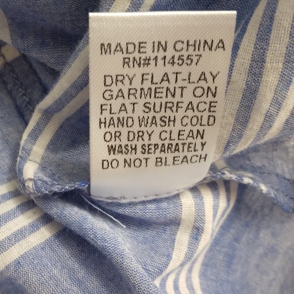 THML | Embroidered Striped Boho Cotton Top Blue White | Size M - Picture 10 of 10